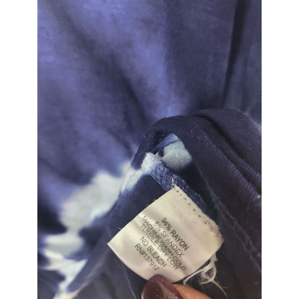 Maria Gabrielle Tie-Dye Top‎ L Womens Blue White Half Sleeve Crew Neck Pullover - Picture 8 of 10